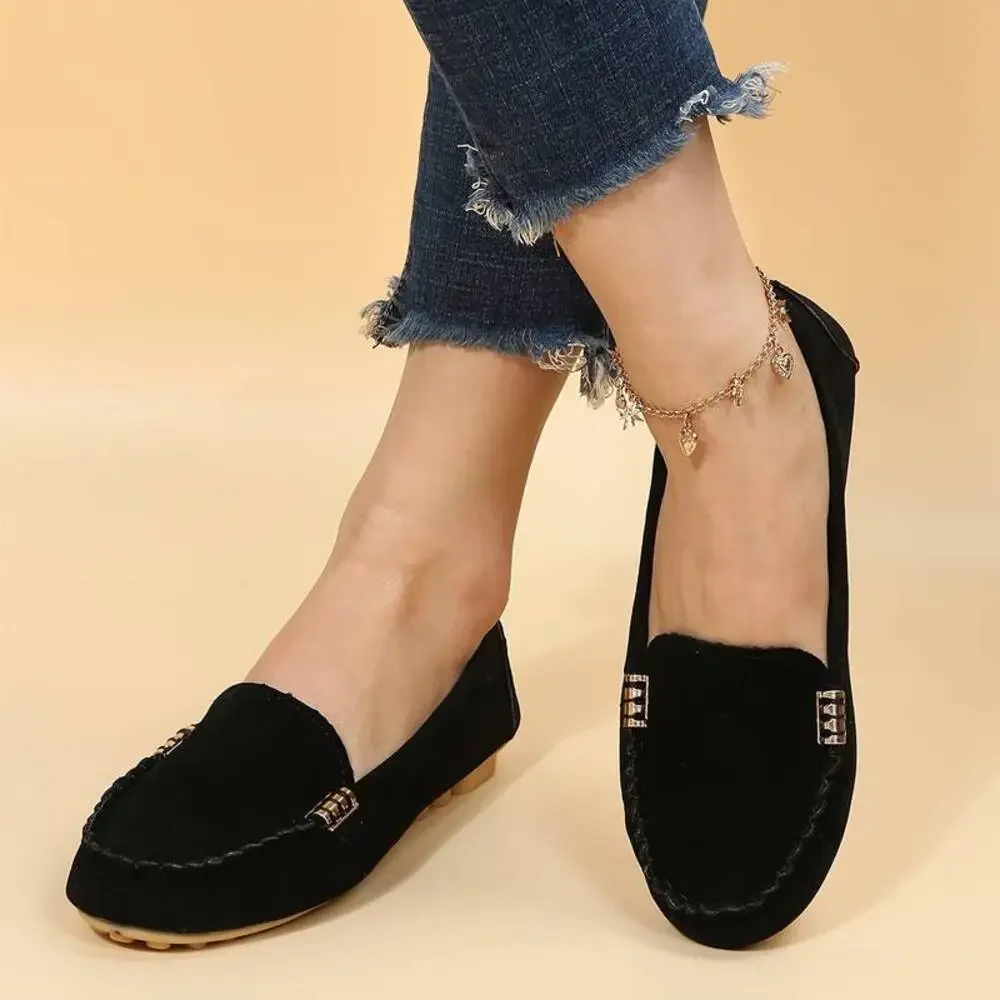 Black Loafer Womens Size 9 Faux Suede Fashion Slippers Bohemian Style